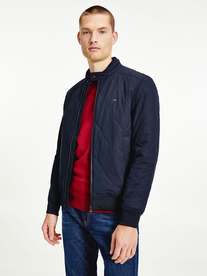 Férfi Tommy Hilfiger Quilted bomber Kabát Sötétkék | HU 1196DFM